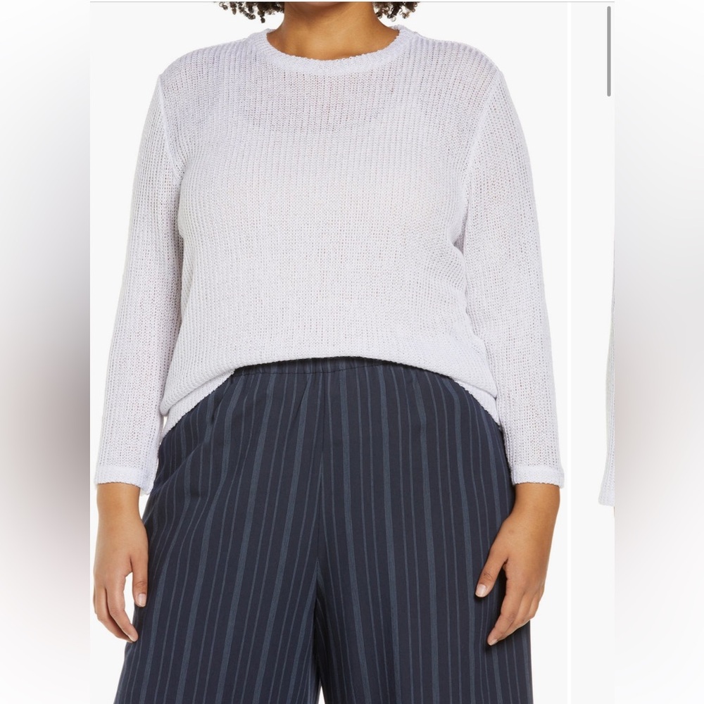 Vince Women's semi sheer White Crew Neck Sweater